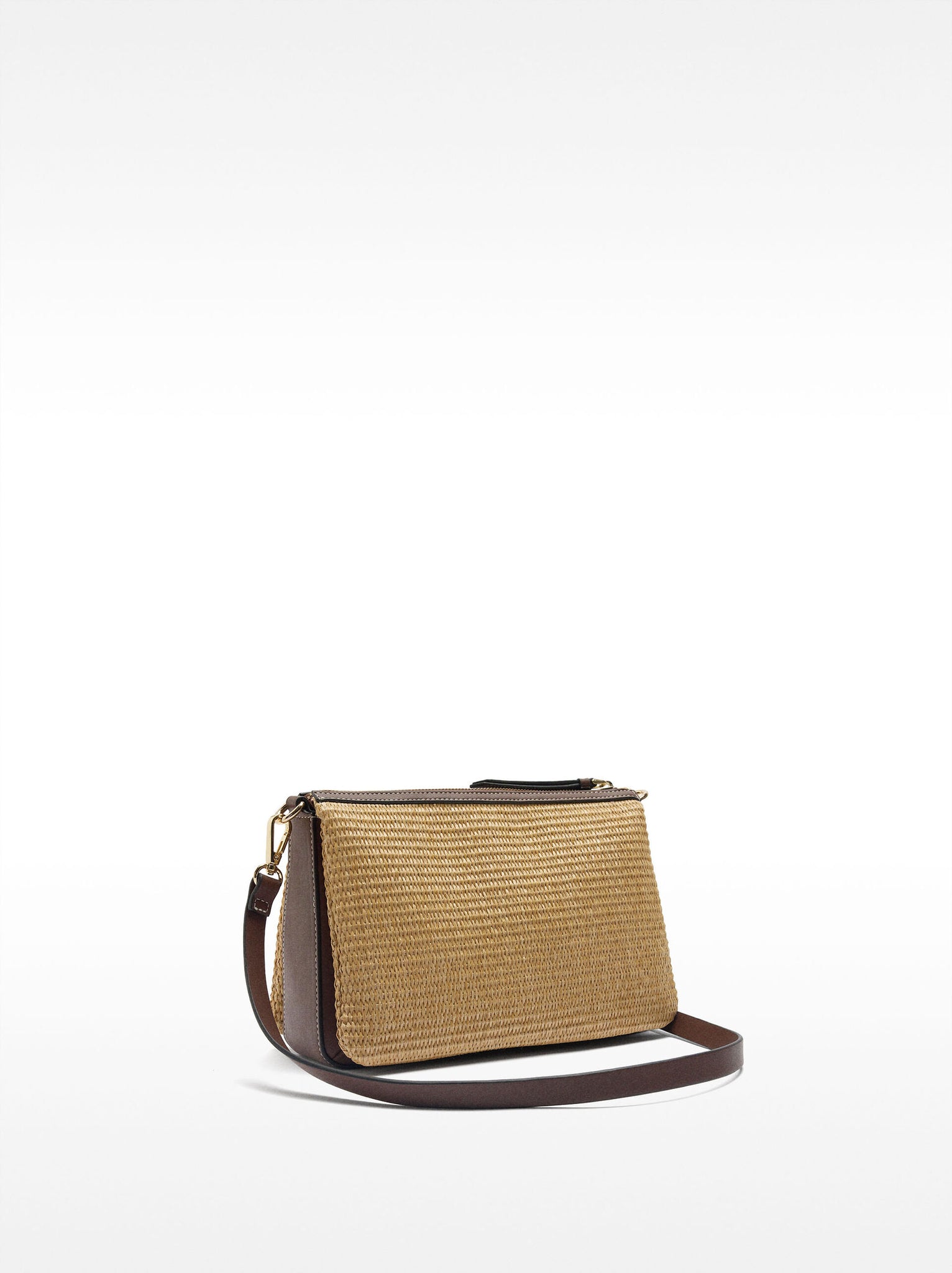 Bolso bandolera triple efecto rafia
