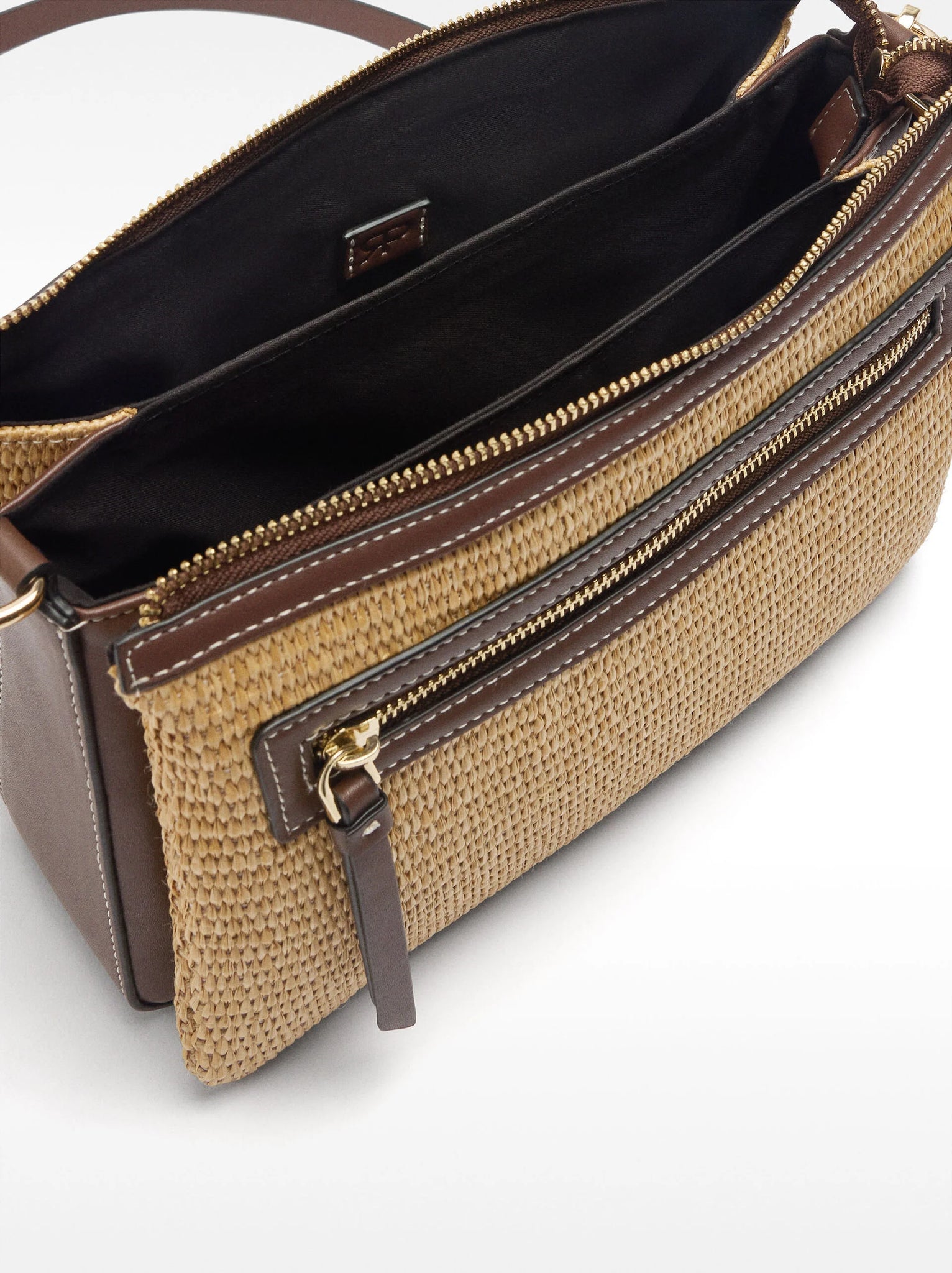 Bolso bandolera triple efecto rafia