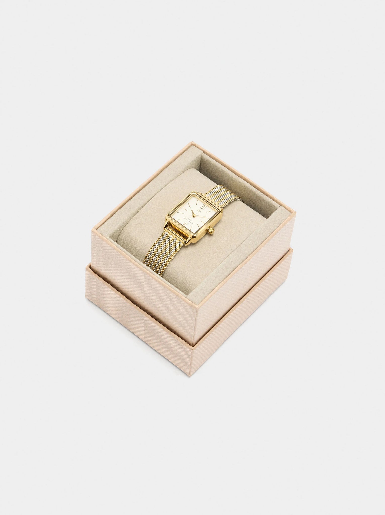 Reloj pulsera de punto bicolor de acero